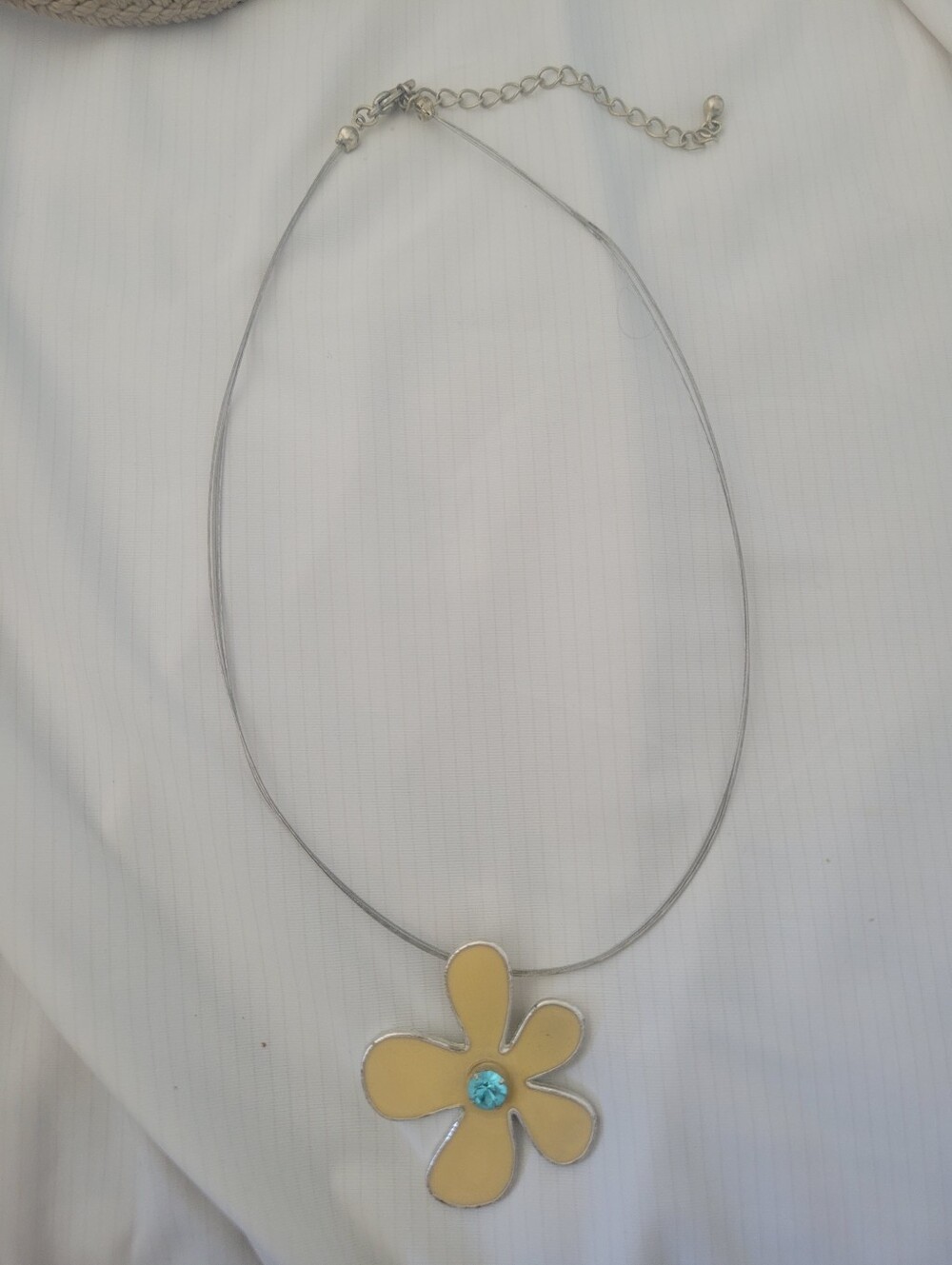 Swarovski Vintage Flower Pendant Adjustable Necklace with Blue Gem
